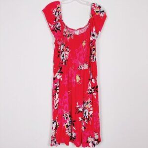 Torrid Super Soft Knits Women's Floral Midi Dress in Dark Pink Size 3XL Feminine